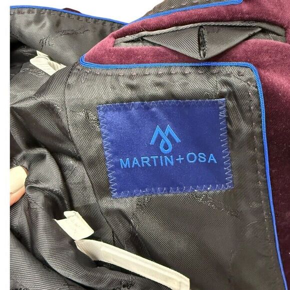 Martin + Osa Deep Purple Burgundy Velvet Fitted Blazer Jacket Size 2 - Picture 11 of 11